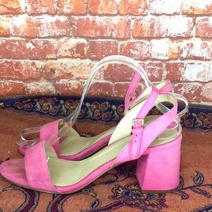 Pink Block Heel Sandals